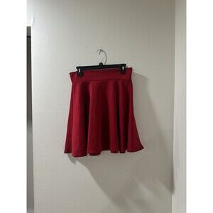 Made by Johnny Women's Basic Versatile Stretchy Flared Skater Skirt Medium Red